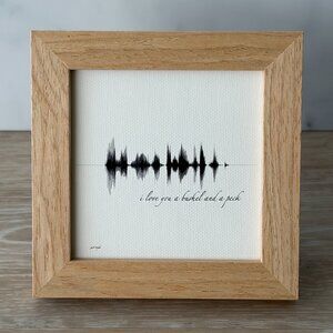 NEW I Love You A Bushel Soundwave Framed Canvas 4x4in Black White Modern Rustic
